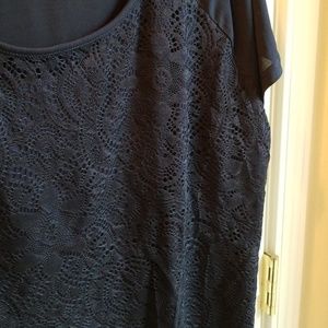 NWT G KOLLECTIONS S/S NAVY BLOUSE